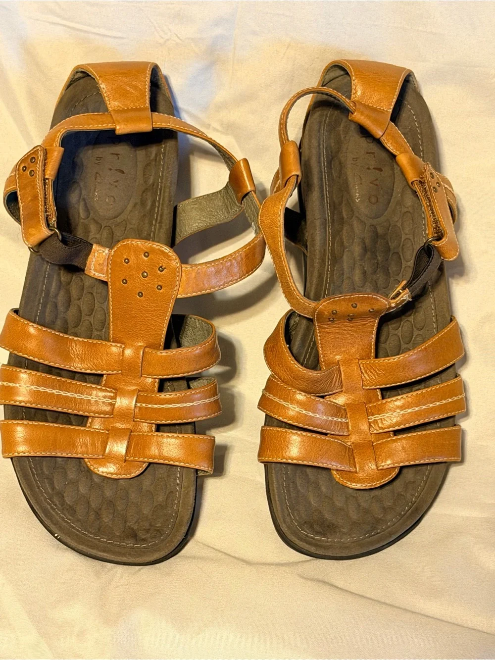 Privo by Clarks Women’s Leather Gladiator Comfort Sandals Brown Adjustable 7.5